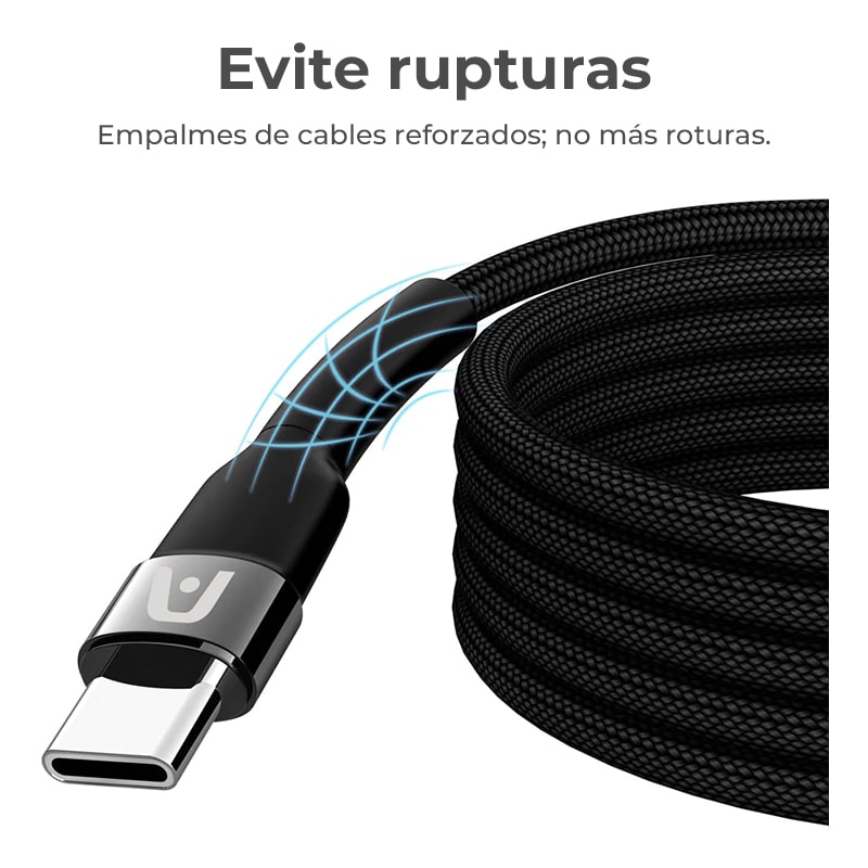 Cable USB-C a USB-C Argom ARG-CB-0048BK Carga Rápida 3 Metros Trensado Negro