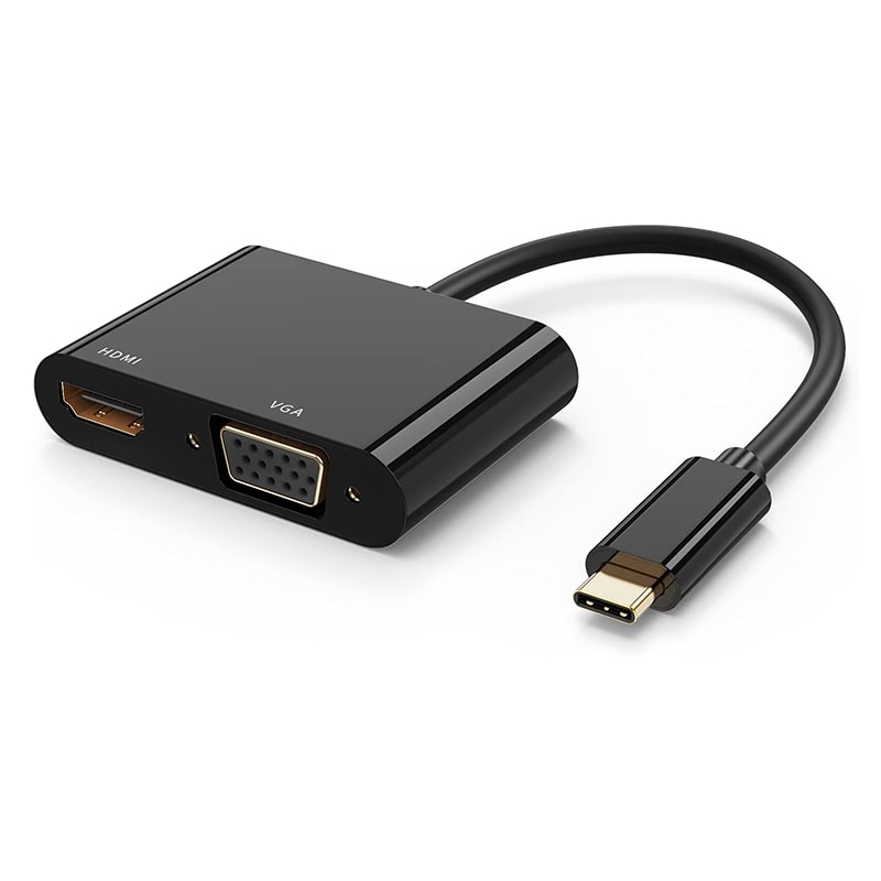 Adaptador AON USB-C a HDMI y VGA Negro