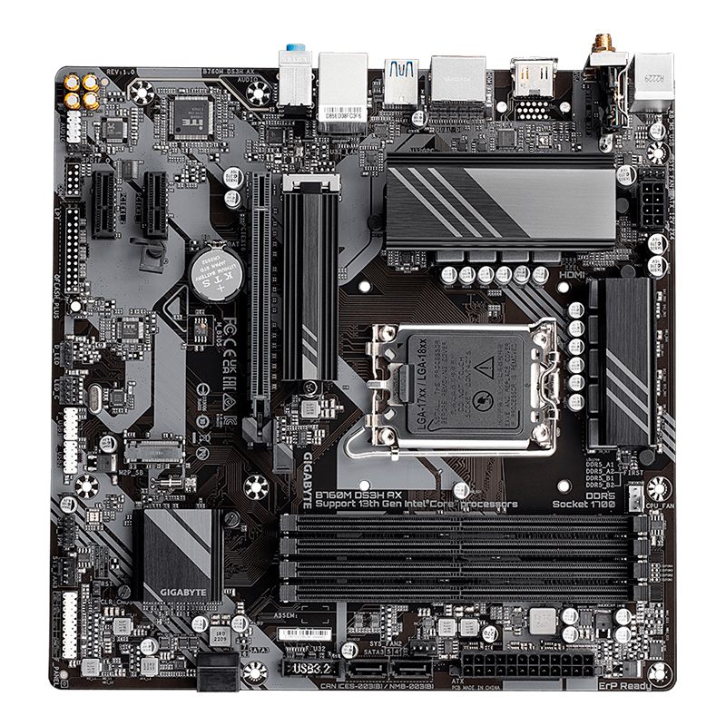 Motherboard Gigabyte B760M DS3H AX LGA1700 13th & 12th Gen 4xDDR5 Micro ATX