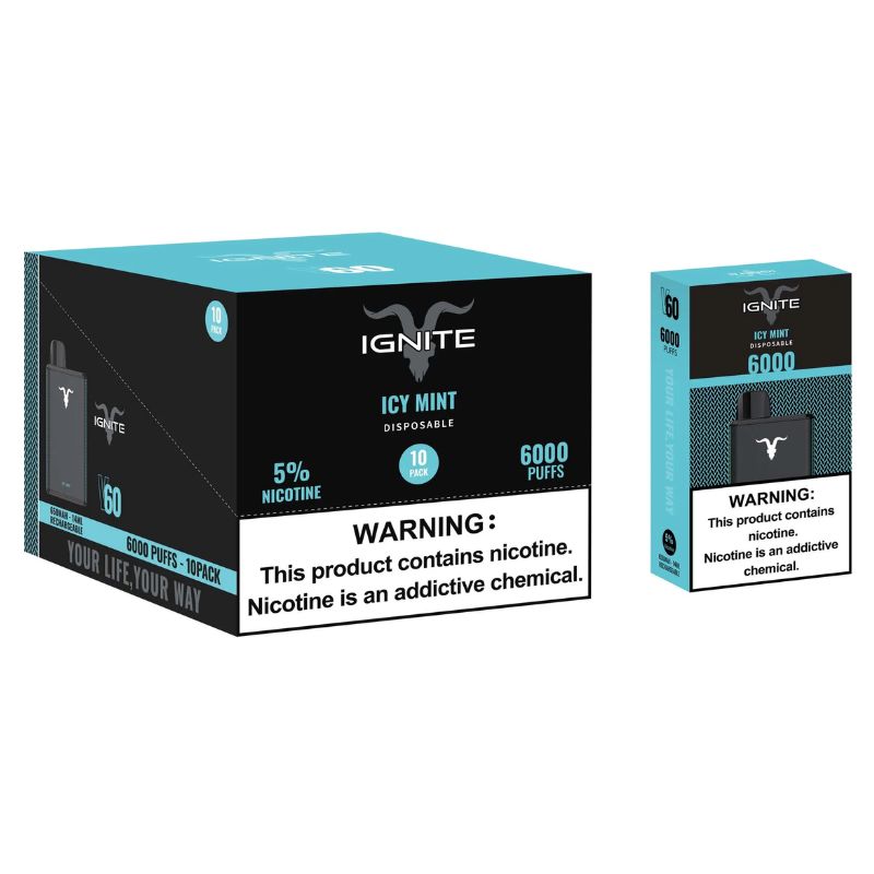 Vape Electrónico Ignite V60 puffs 6000 Nic 5g Icy Mint