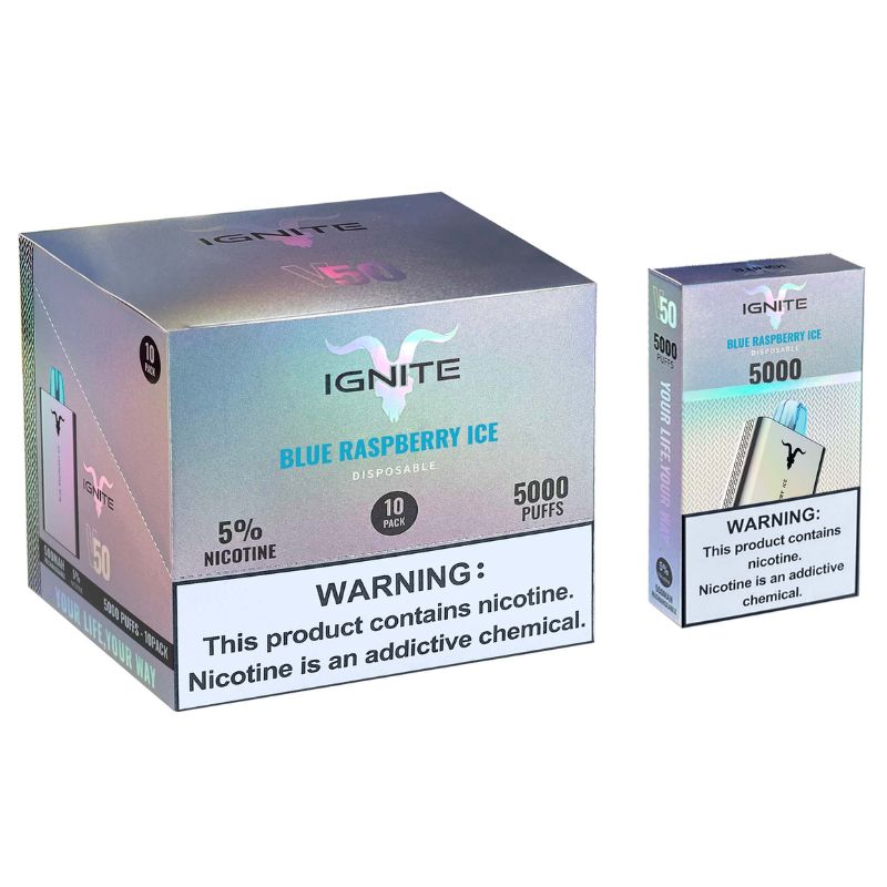 Vape Electronico Ignite V50 5000 Puffs Nic 5g Blue Raspberry Ice