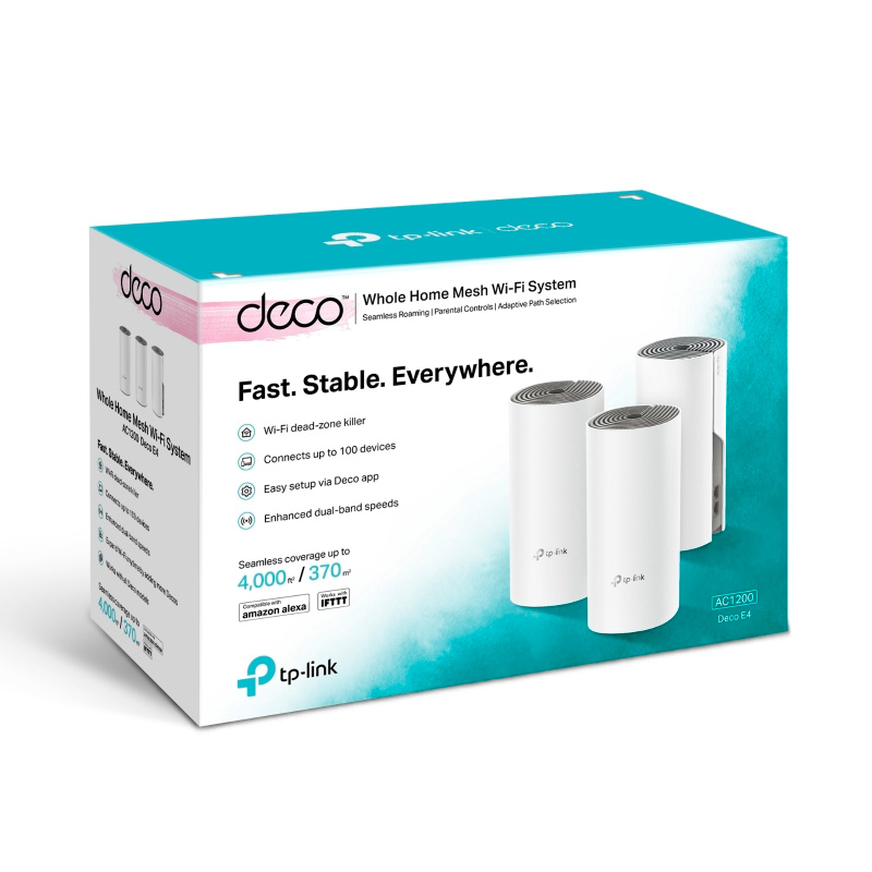 Sistema Mesh Wi-Fi tp-link Deco E4 AC1200 Doble Banda 3-Pack blanco