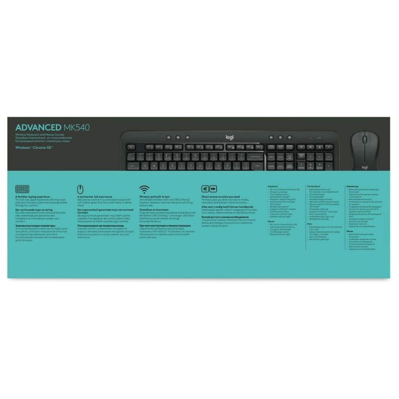 Teclado y Mouse Inalámbrico Logitech MK540 Advanced Negro Español