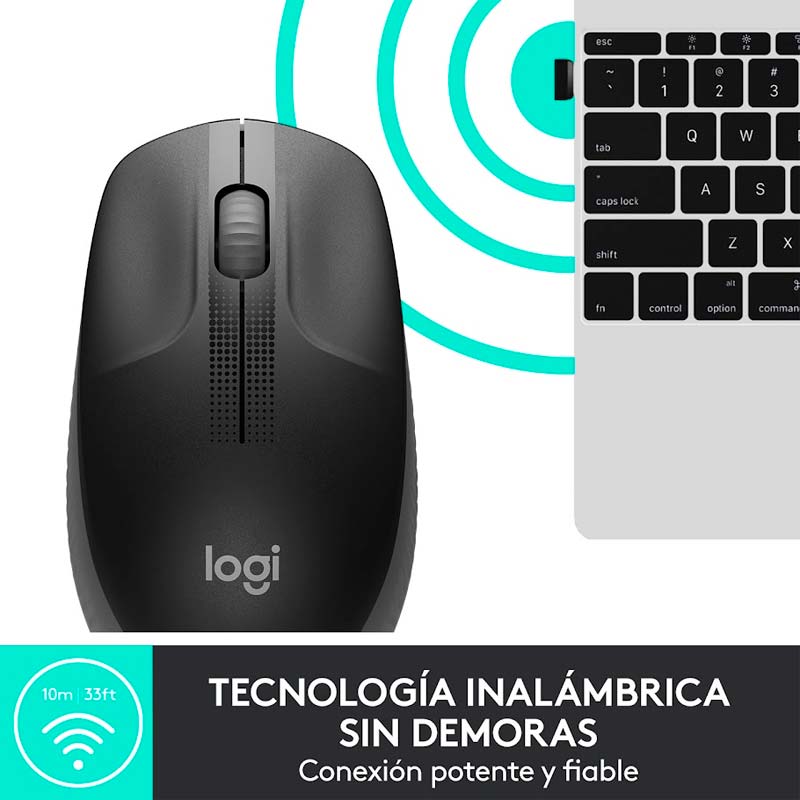 Mouse Inalámbrico Logitech M190 1000DPI Negro-Gris