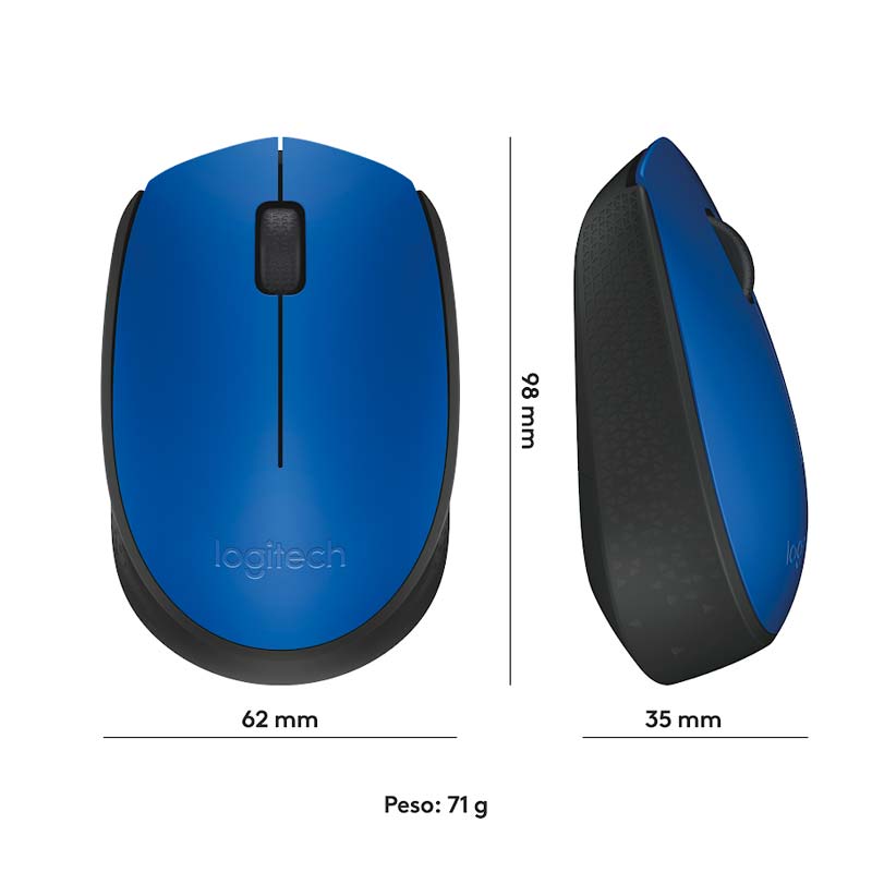 Mouse Inalámbrico Logitech M170 Óptico 1000DPI Azul