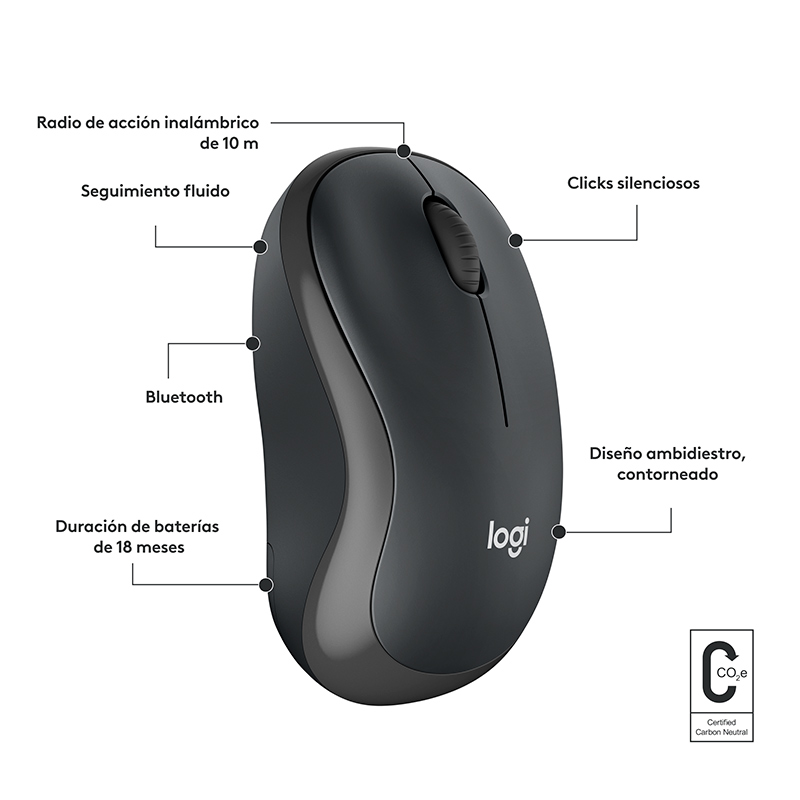 Mouse Inalámbrico Logitech M240 4000DPI Negro