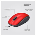 Mouse Alámbrico Óptico Logitech M110 Silent 1000 DPI Rojo