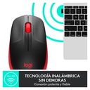 Mouse Inalámbrico Logitech M190 1000DPI Negro/Rojo