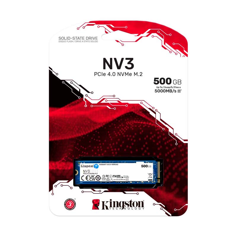 Unidad SSD M.2 2280 500GB Kingston NV3 PCIe NVMe 3000Mbps