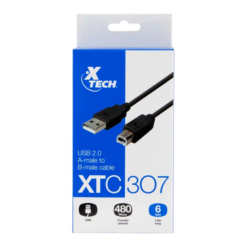 Cable USB para Impresora Xtech 1.8 Metros Negro