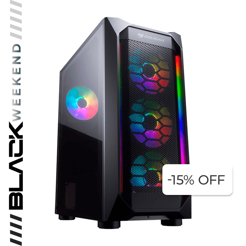 Case Gaming Cougar MX410 Mesh-G RGB Media Torre Vidrio Templado ATX (Sin Fuente)