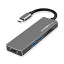 Adaptador USB-C a USB, HDMI y MicroSD Gris Argom One Axess Macho-Hembra Negro