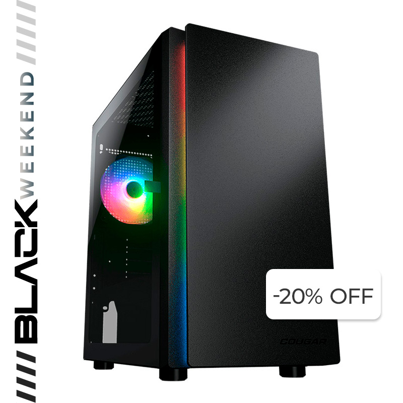 Case Gaming Cougar Purity RGB Vidrio Templado Media Torre Micro Negro ATX (Sin Fuente)