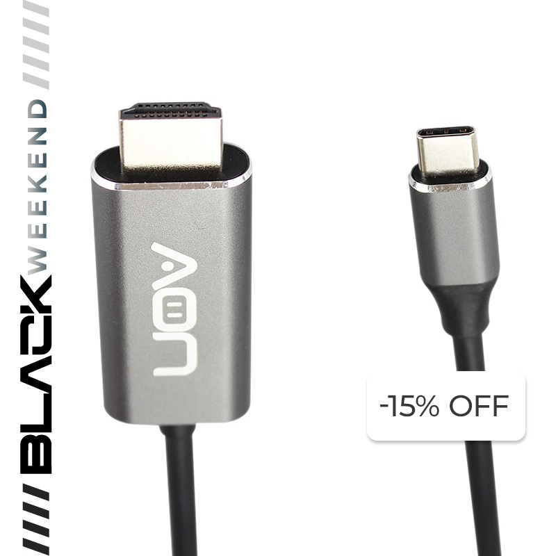 Cable USB-C a HDMI AON AO-CB-2102 4K 3 Metros Negro