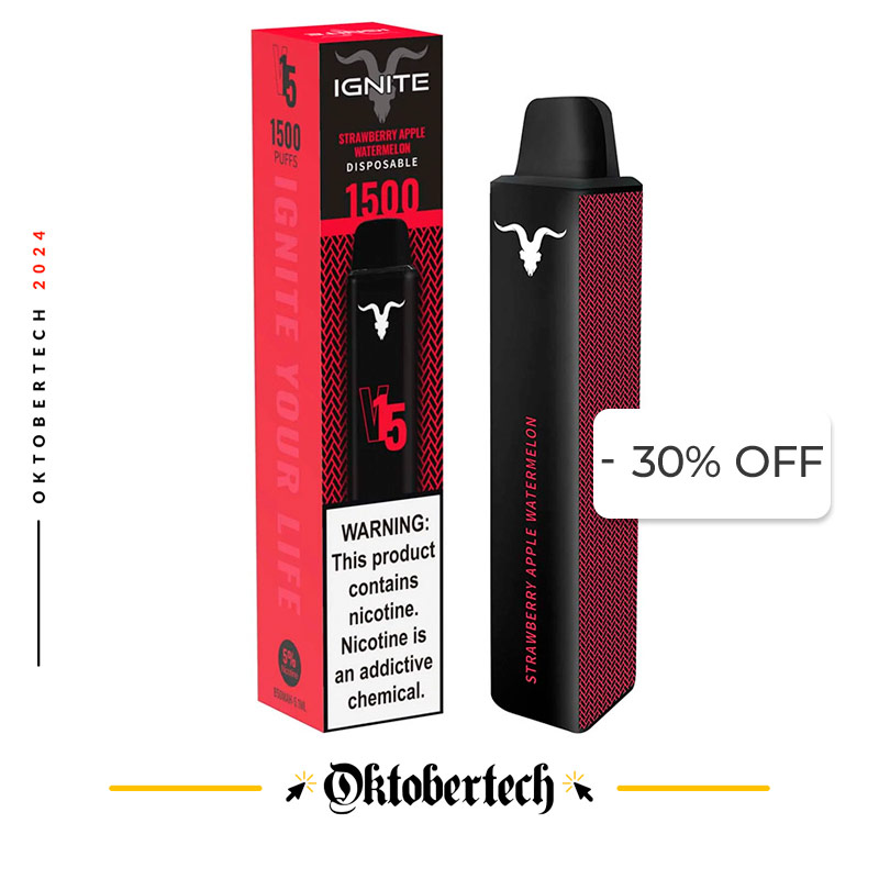 Vape Electronico Ignite V15 1500 puffs Nic 5g Strawberry Apple Watermelon