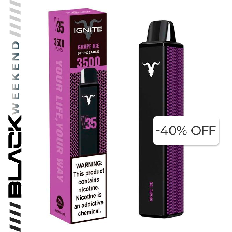 Vape Electrónico Ignite V35 3500 Puffs Nic 5g Grape Ice