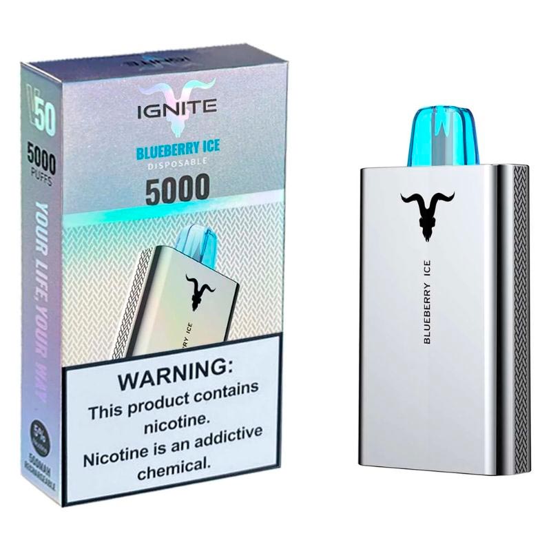 Vape Electrónico Ignite V50 5000 Puffs Nic 5g Blueberry Ice