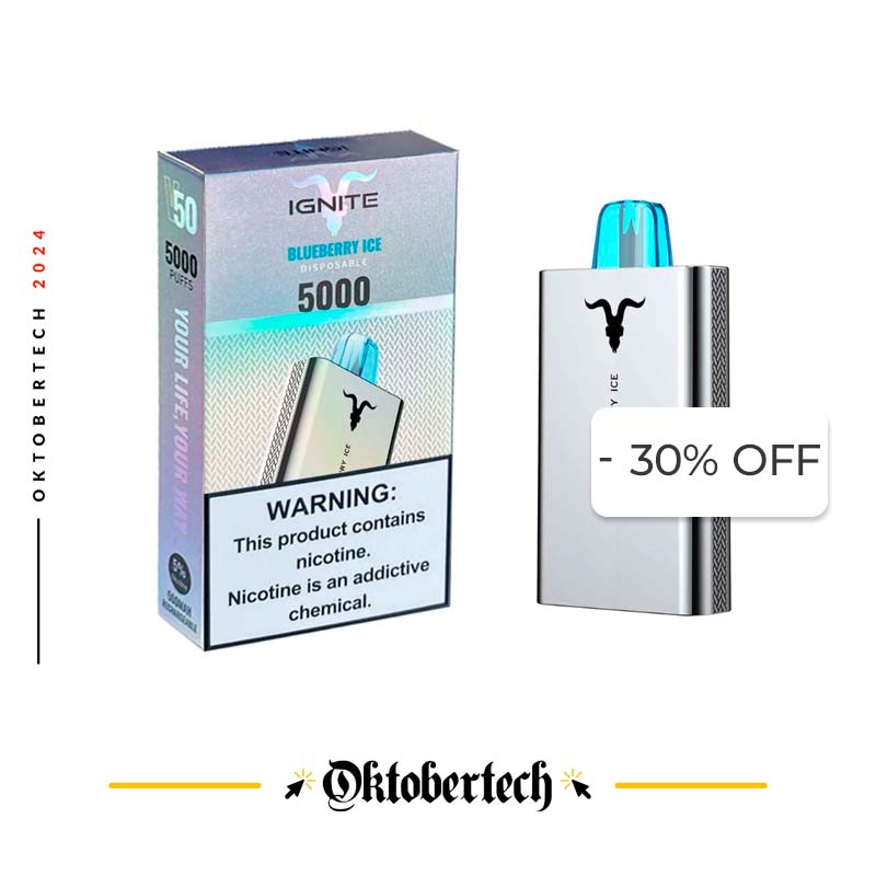 Vape Electrónico Ignite V50 5000 Puffs Nic 5g Blueberry Ice