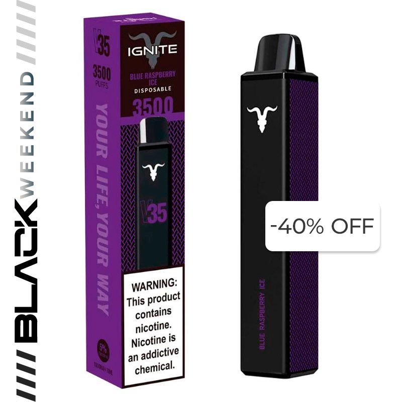 Vape Electrónico Ignite V35 3500 Puffs Nic 5g Blue Raspberry Ice