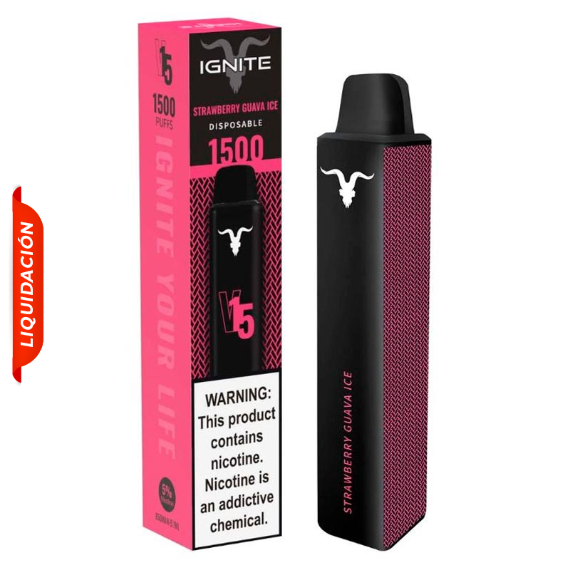 Vape Electronico Ignite V15 1500 Puffs Nic 5g Strawberry Guava Ice