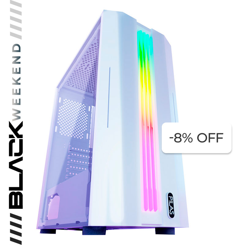 Case Gaming Pilas Tikal J3 Media Torre Vidrio Templado ATX Blanco (Sin Fuente)