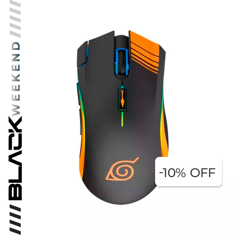 Mouse Gaming Alámbrico Óptico Naruto MX-200 10000 DPI 7 Botones RGB Edición Ninja Naruto