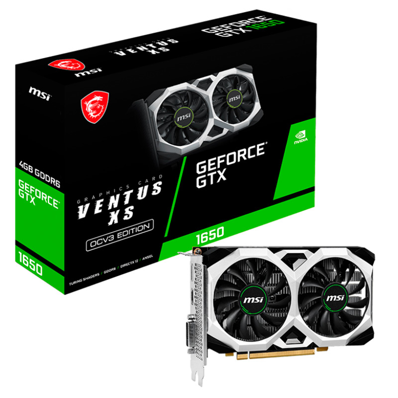 Tarjeta de Video 4GB GDDR6 MSI GeForce GTX 1650 Ventus XS OCV3 HDMI DP PCI 3.0