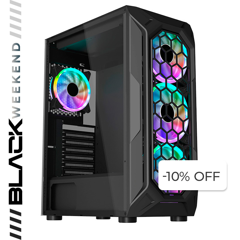 Case Gaming CheckPoint ZENITH 600 Media Torre Vidrio Templado ATX Negro (Sin Fuente)