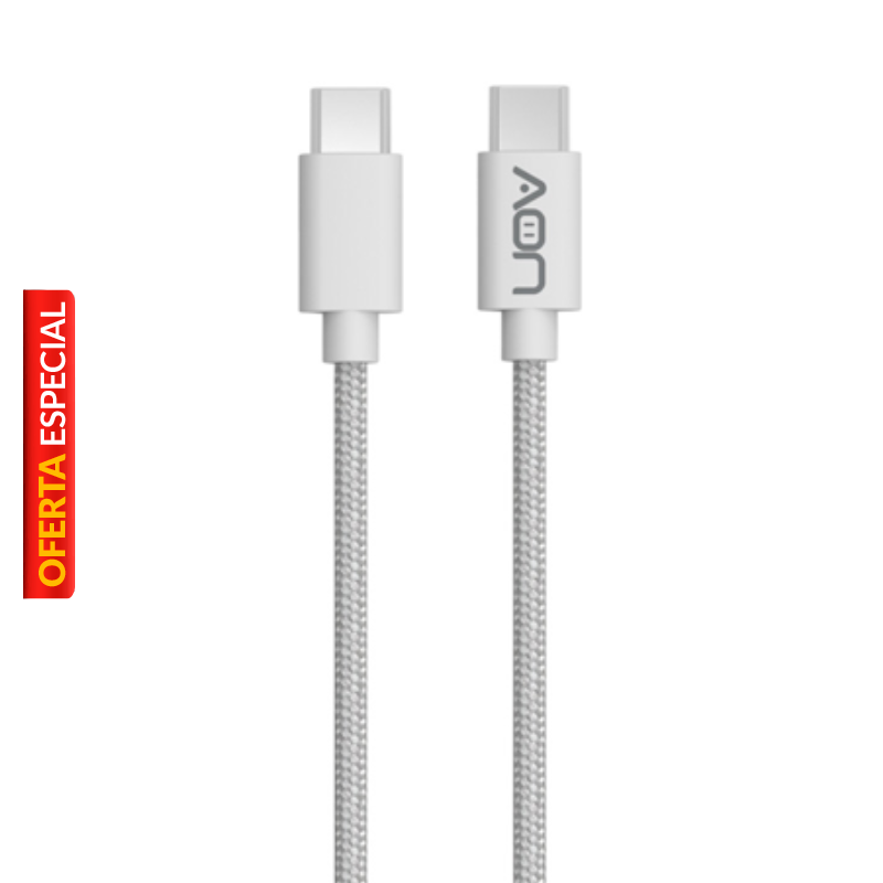 Cable USB-C a USB-C AON AO-CB-5001 3.5 Metros Blanco