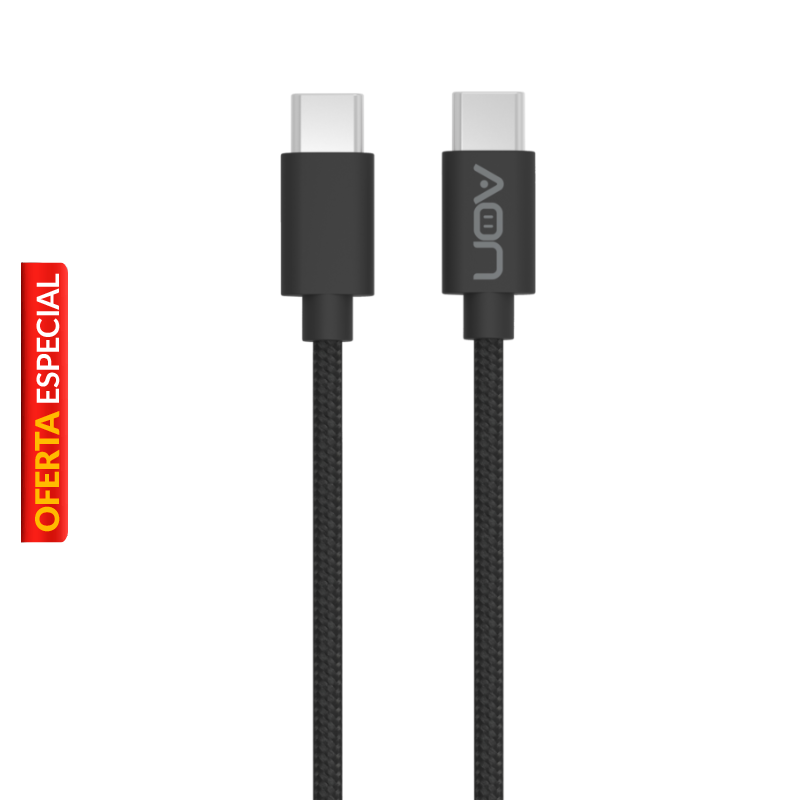 Cable USB-C a USB-C AON AO-CB-5016 2 Metros Negro 5Gbps 65W