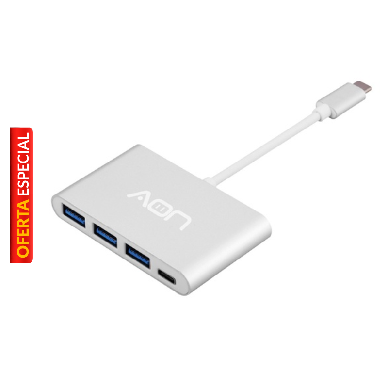 Adaptador USB-C a USB, USB-C AON AO-AD-1009 Macho-Hembra Plateado