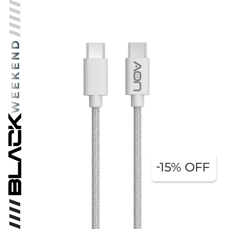 Cable USB-C a USB-C AON AO-CB-5011 2 Metros Trenzado Blanco