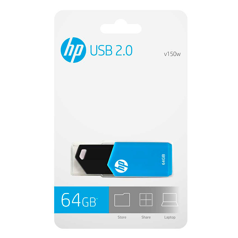 Memoria USB HP 64GB v150W 2.0 Azul/Negro