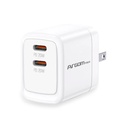 Cargador de Pared Argom Fast Charge Dual USB-C 40W Blanco