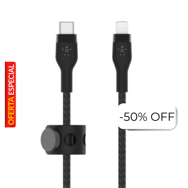 Cable USB-C a Lightning Belkin BoostCharge Pro Flex 2 Metros Negro