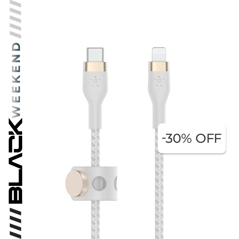 Cable USB-C a Lightning Belkin BoostCharge Pro Flex 3 Metro Blanco