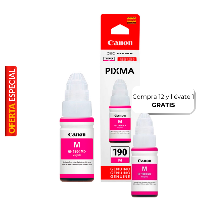 Botella de Tinta Canon GI-190M Magenta 70ml