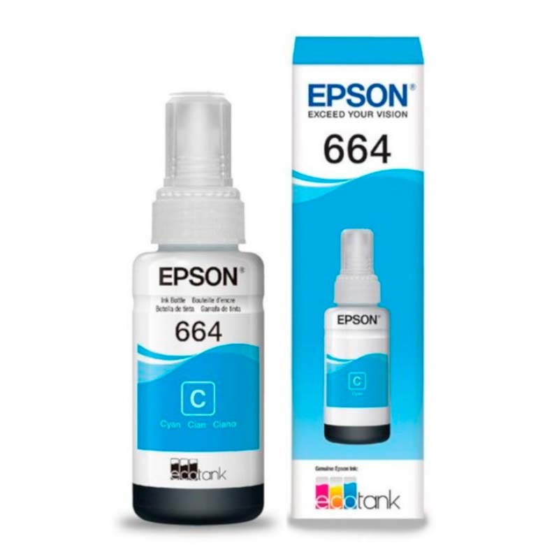 Botella de Tinta Epson T664 Cian 70ml