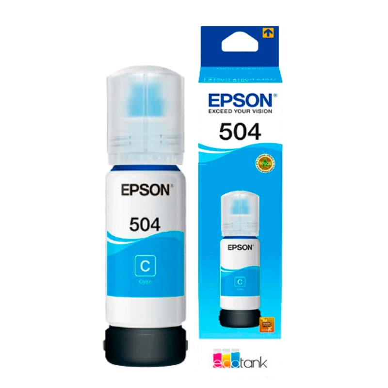 Botella de Tinta Epson T504 Cian 70ml